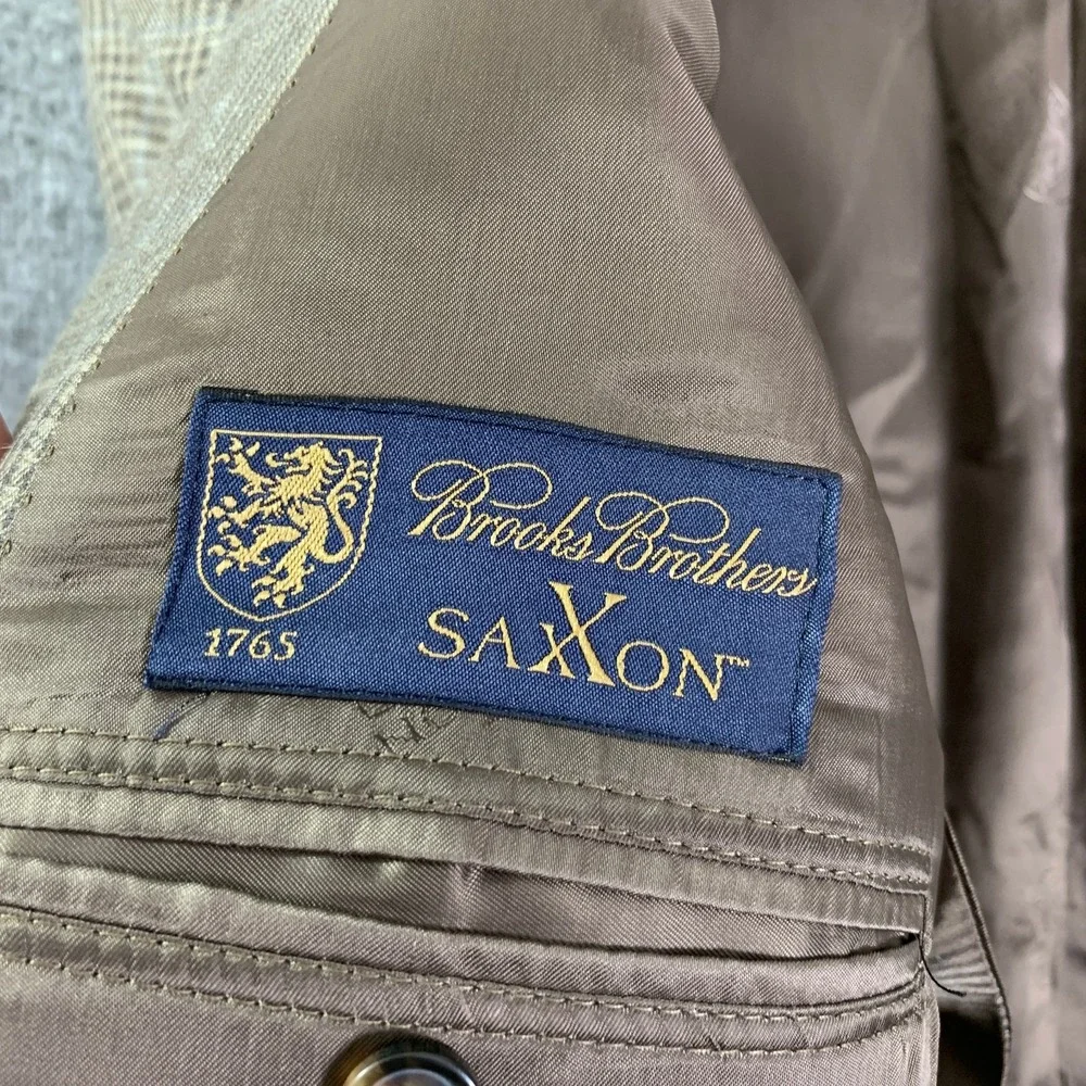 Brooks Brothers Blazer Jacket Men 46L Linen Silk Sport Coat Saxxon Regent